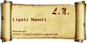 Ligeti Nanett névjegykártya